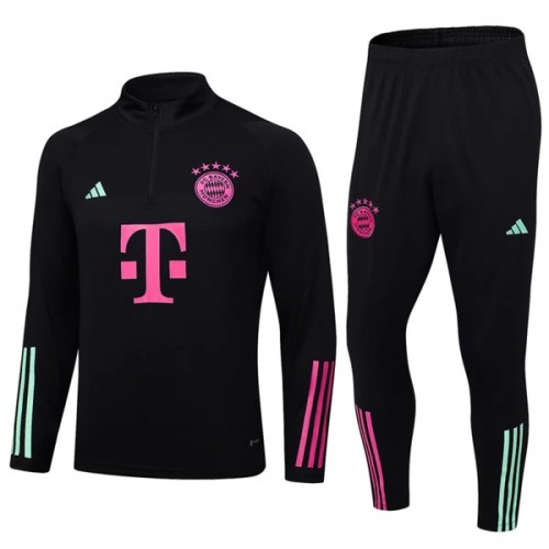 FC Bayern de Múnich Quarter Zip Sudadera De Entrenamiento Trajes 2023-24 Negra FC Bayern de Múnich Quarter Zip Sudadera De Entrenamiento Trajes 2023-24 Negra